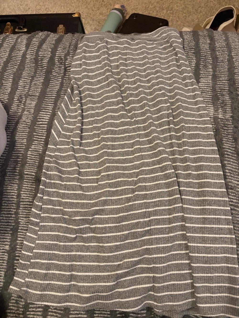 Joey B Gray and White Striped Knit Skirt